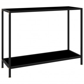 Console Table Black Tempered Glass, Powder-Coated Steel