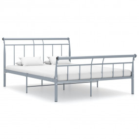 Bed Frame Grey Powder-coated Metal Double Durable Bed F...