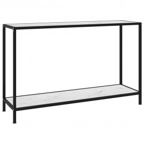 Console Table White, Black Tempered Glass, Powder-Coate...