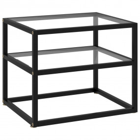 Console Table Clear, Black Tempered Glass, Powder-Coate...