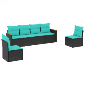 Patio Sofa Set Black, Blue