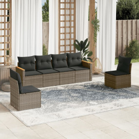 Garden Sofa Set Grey PE Rattan 6-piece set Removable Co...
