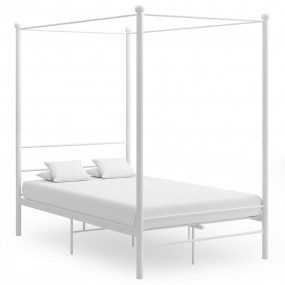 Bed Frame White Powder-coated metal 47.2x78.7 in Bed Fr...