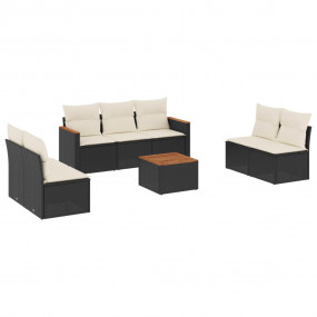 Outdoor Sofa Set Black PE Rattan 8 Piece Set Modular