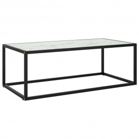 Coffee Table Black with White Marble
