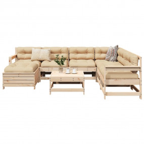 Garden Sofa Set Natural Pine Solid Pine Wood Large Modu...