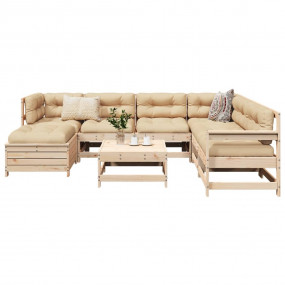 Garden Sofa Set Natural Pine Solid Pine Wood Large Stac...