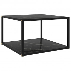 Coffee Table Black Tempered Glass 23.6 x 23.6 x 13.8 in...