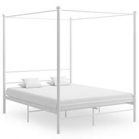Bed Frame White Powder-coated metal Full Sturdy Bed Fra...