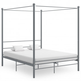 Bed Frame Gray Powder-coated metal Double Classic/Tradi...