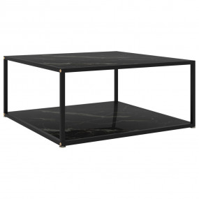 Coffee Table Black Tempered glass, powder-coated steel