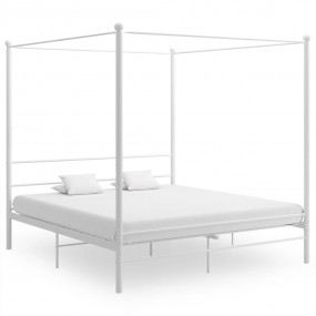 Bed Frame White Powder-coated metal 78.7x78.7 in Durabl...
