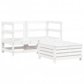 Garden Sofa Set White Solid pine wood 3 Piece Set Garde...