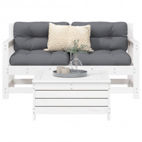 Garden Sofa Set White Solid pine wood 3 Piece Set