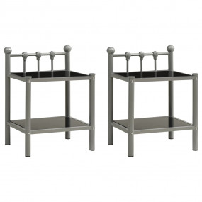 Bedside Cabinet Set of 2 Grey and Black