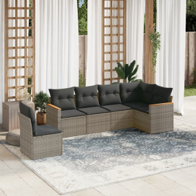 Garden Sofa Set Gray PE rattan, powder-coated steel, po...