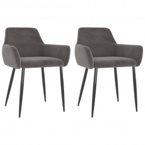 Dining Chair Set of 2 Dark Grey Velvet (100% polyester)...