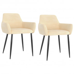 Dining Chair Set of 2 Cream Velvet (100% polyester), me...