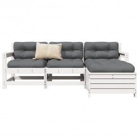 Garden Sofa Set White Solid pine wood, Plywood Medium M...