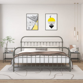 Bedside Cabinet Set of 2 Grey and Black