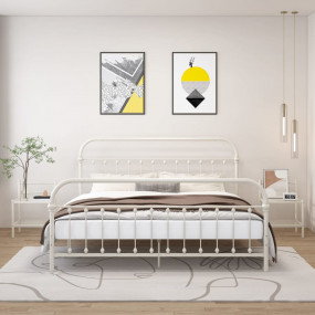 Bedside Cabinet Set of 2 White and Transparent