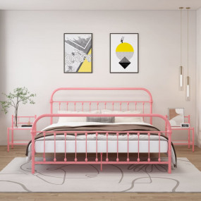 Bedside Cabinet Set of 2 Pink and transparent