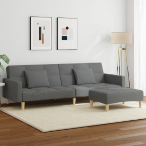 Sofa Bed Dark Grey Polyester Fabric 2-seater