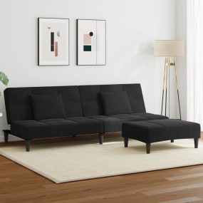 Sofa Bed Black Velvet, Wood, Foam Medium