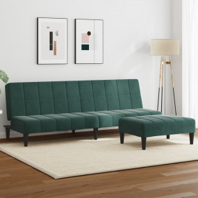 Sofa Bed Dark Green Velvet, Wood, Foam, Plastic 2-Seate...