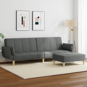 Sofa Bed Dark grey Polyester, wood, plastic, foam 2-sea...