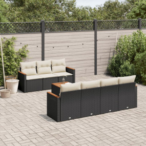 Garden Sofa Set Black Poly Rattan Large Adjustable Feet