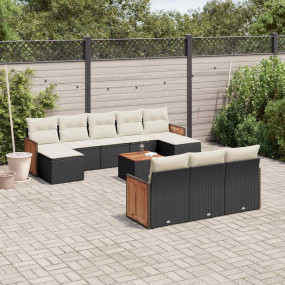 Garden Sofa Set Black and Cream White