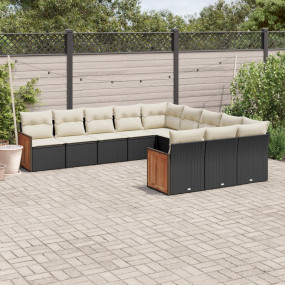 Garden Sofa Set Black, Cream White PE rattan Large Modu...