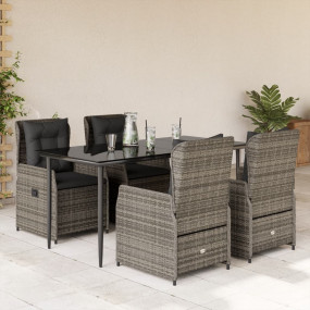 Garden Dining Set Grey, Black, Dark Grey PE rattan 5 Pi...