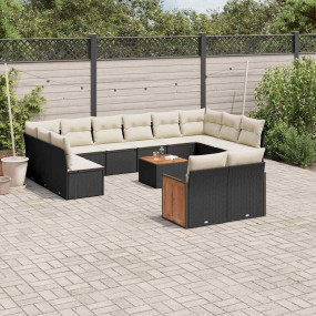 Garden Sofa Set Black PE rattan Big sofa set for 8 peop...