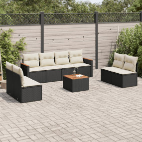 Garden Sofa Set Black, Cream White PE rattan Large