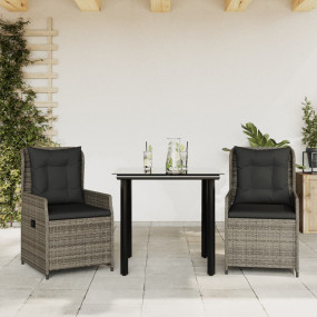 Garden Dining Set Grey, Black