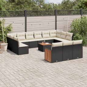 Garden Sofa Set Black, Cream White