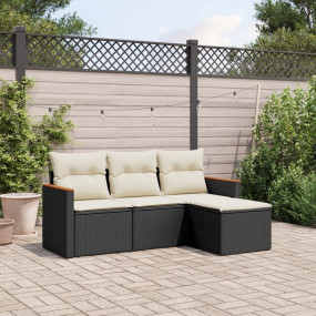 Garden Sofa Set Black, Cream white