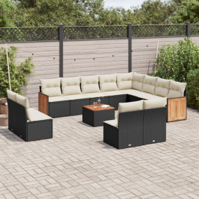 Garden Sofa Set Black and Cream White