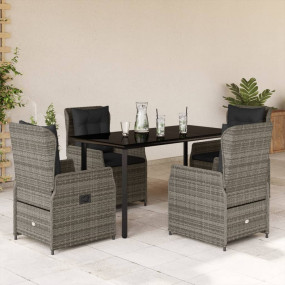 Garden Dining Set Grey PE Rattan 5 Piece Set
