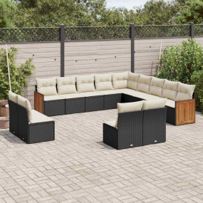 Garden Sofa Set Black, Cream White