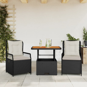 Garden Dining Set Black and brown with cream white cush...