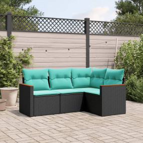 Garden Sofa Set Black, Blue