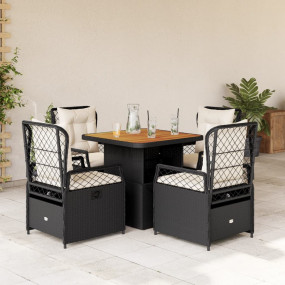 Garden Dining Set Black and brown table, Black chairs, ...