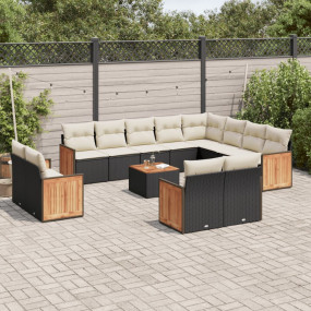 Garden Sofa Set Black Cushion: Cream white