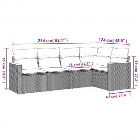 Garden Sofa Set Black, Cream White