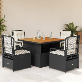 Garden Dining Set Black and cream white