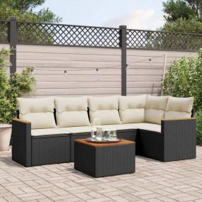 Garden Sofa Set Black PE rattan 6-piece set Modular