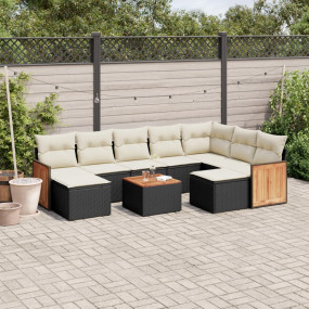 Garden Sofa Set Black and Cream White